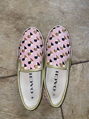 Coach Glitter Gold and Pink Slip-On Sneakers
